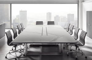 Mesa de reuniones rectangular de piedra sinterizada para sala de conferencias